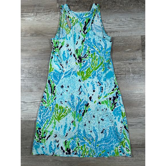 Lilly Pulitzer XS Racerback Tank Dress Blue Green Coral Reef Print - Picture 4 of 7